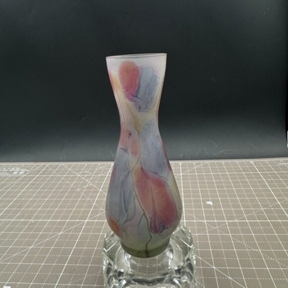 Vintage Handcrafted Satin Glass End of Day Small Bud Vase - Picture 4 of 8